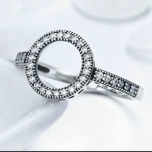 Sterling Silver 925 simulated diamond halo circle karma eternity ring boho sz 8